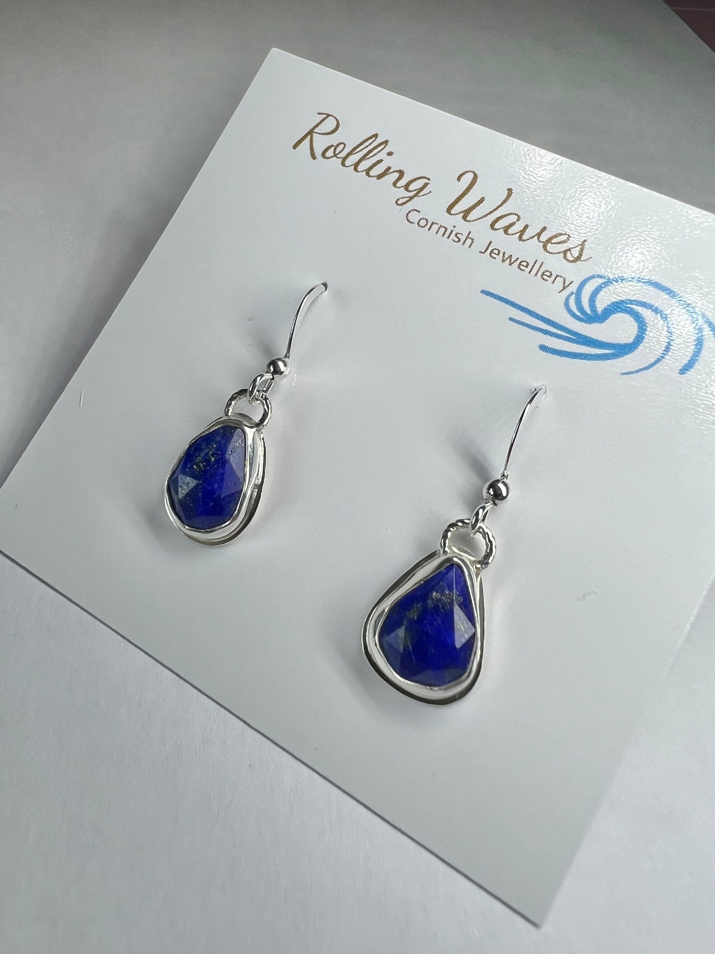 Lapis lazuli dangly earrings - sterling silver