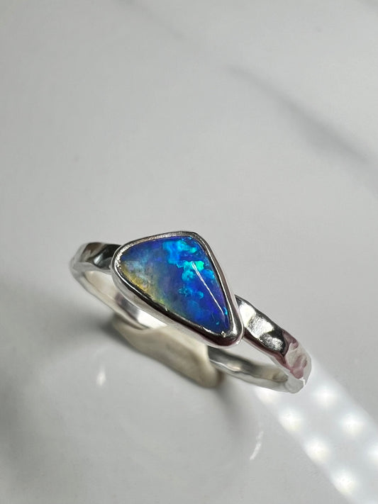 Australian crystal opal ring size P * hallmarked*