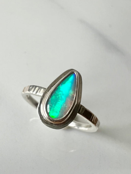 Australian crystal opal ring size N * hallmarked*