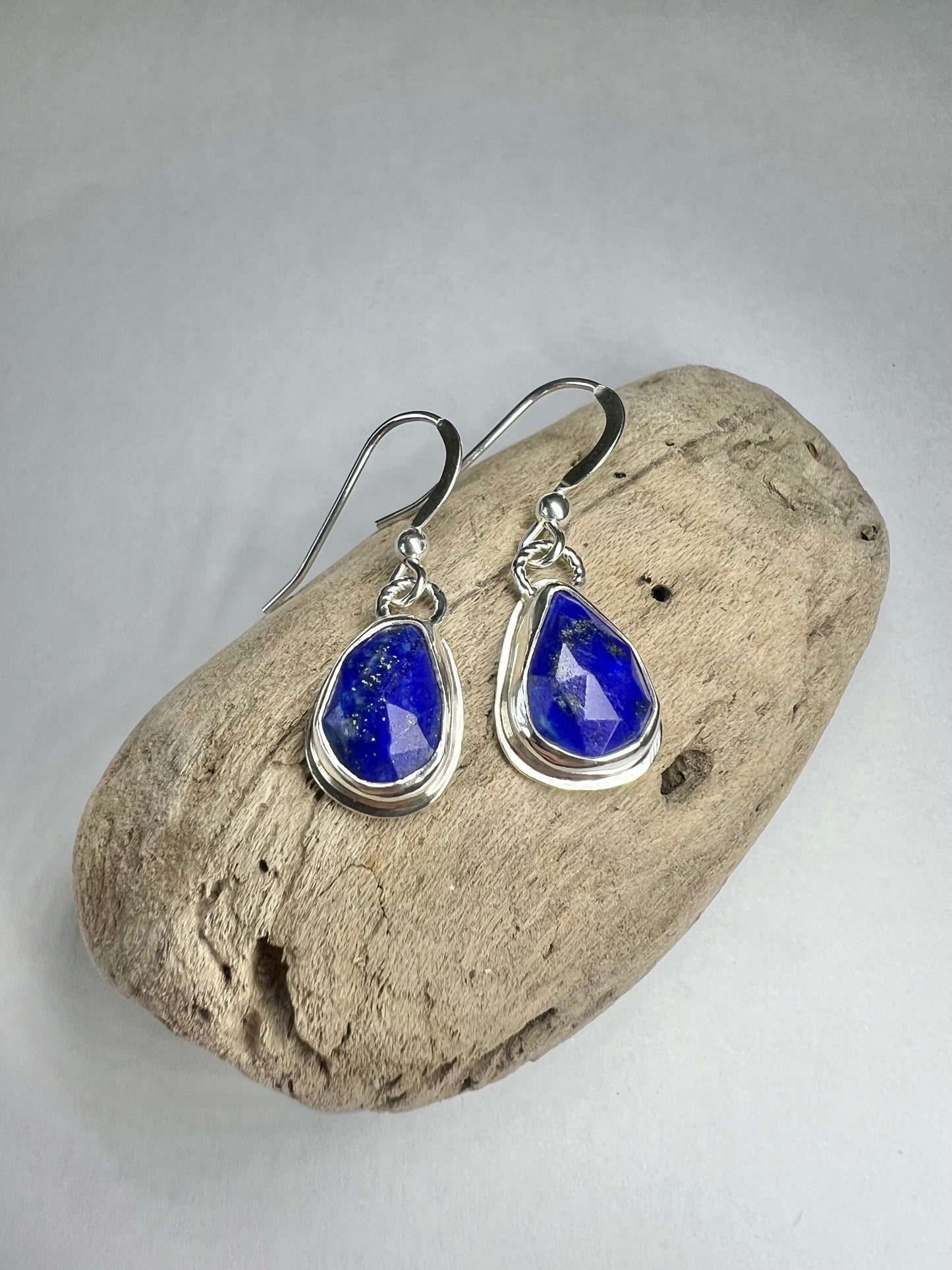 Lapis lazuli dangly earrings - sterling silver